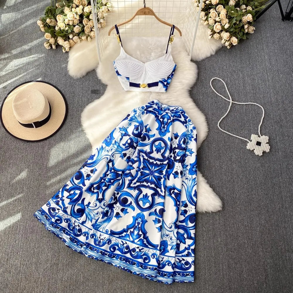 EVA - GORGEOUS CAMISOLE TOP AND PRINTED SKIRT SET