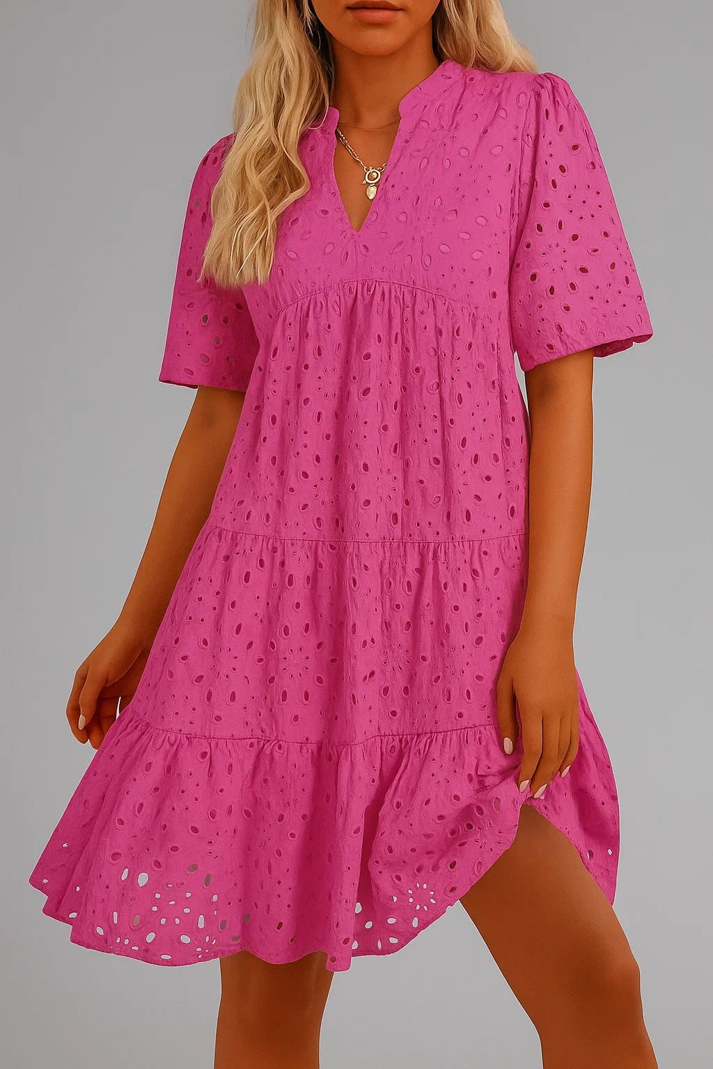 Cassandra | Elegant Hollow Out Lace Ruffle Casual Mini Dress