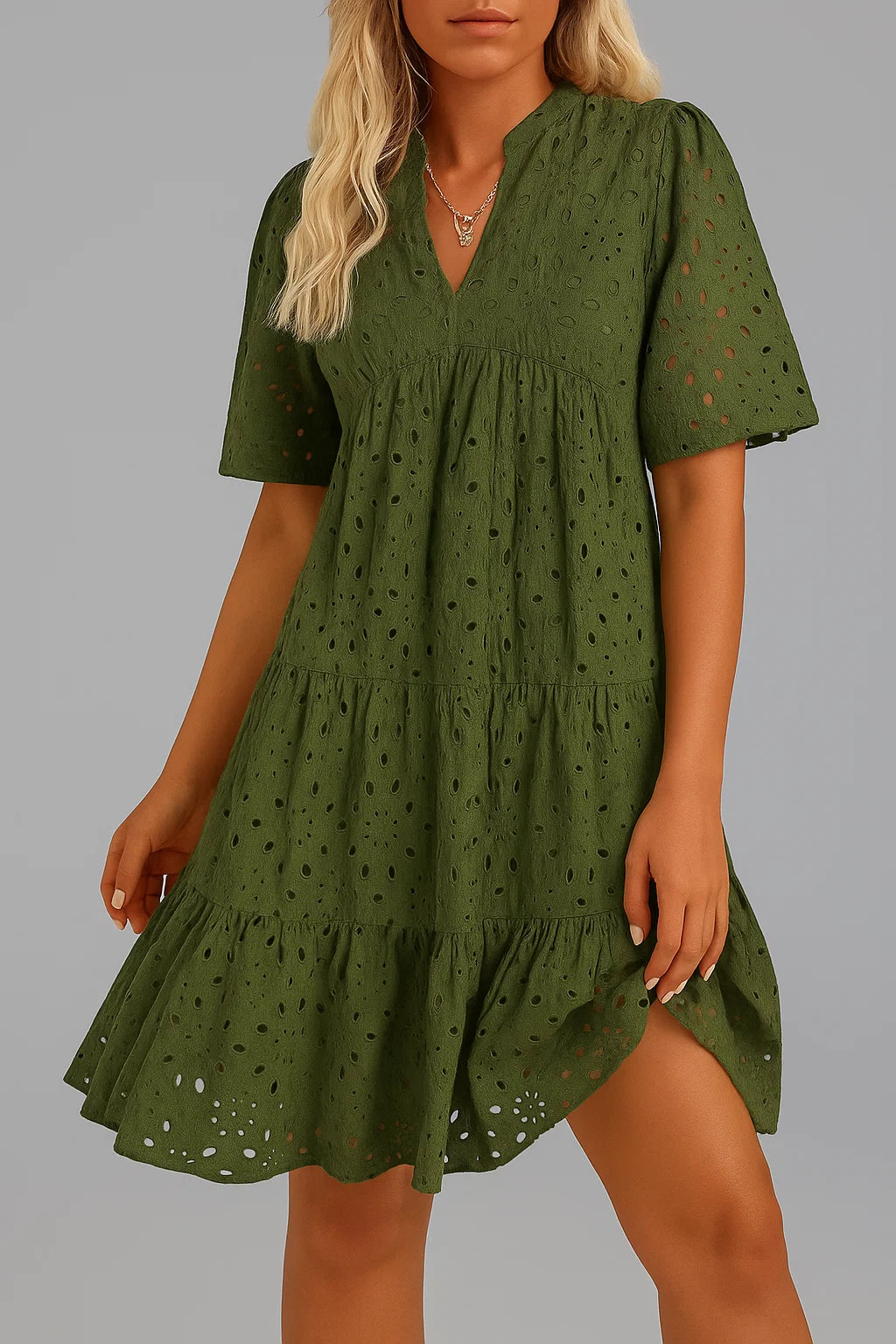 Cassandra | Elegant Hollow Out Lace Ruffle Casual Mini Dress