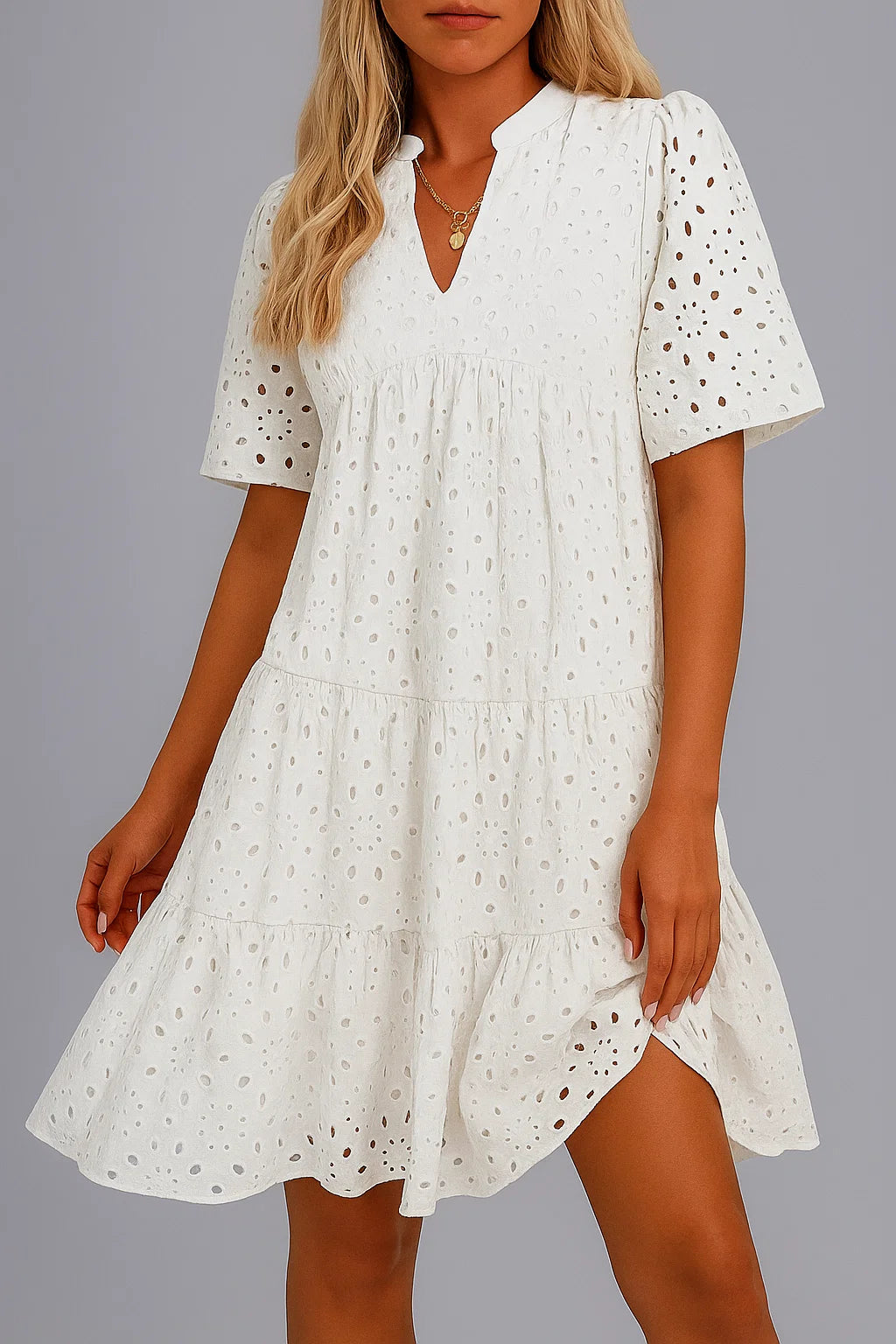 Cassandra | Elegant Hollow Out Lace Ruffle Casual Mini Dress