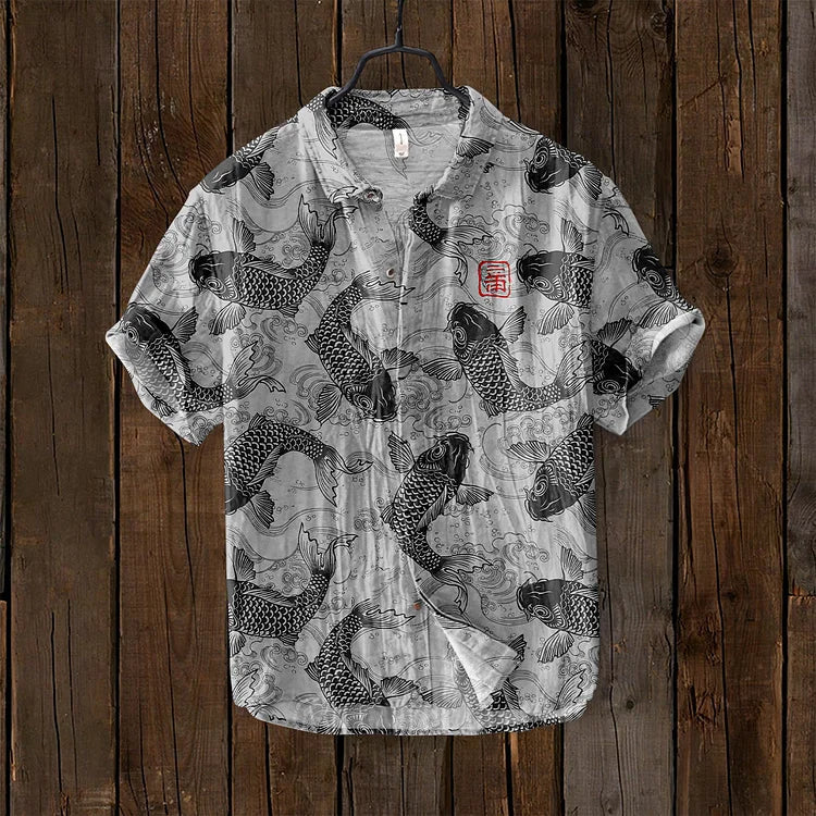 JANO | FISH ART LINEN SHIRT