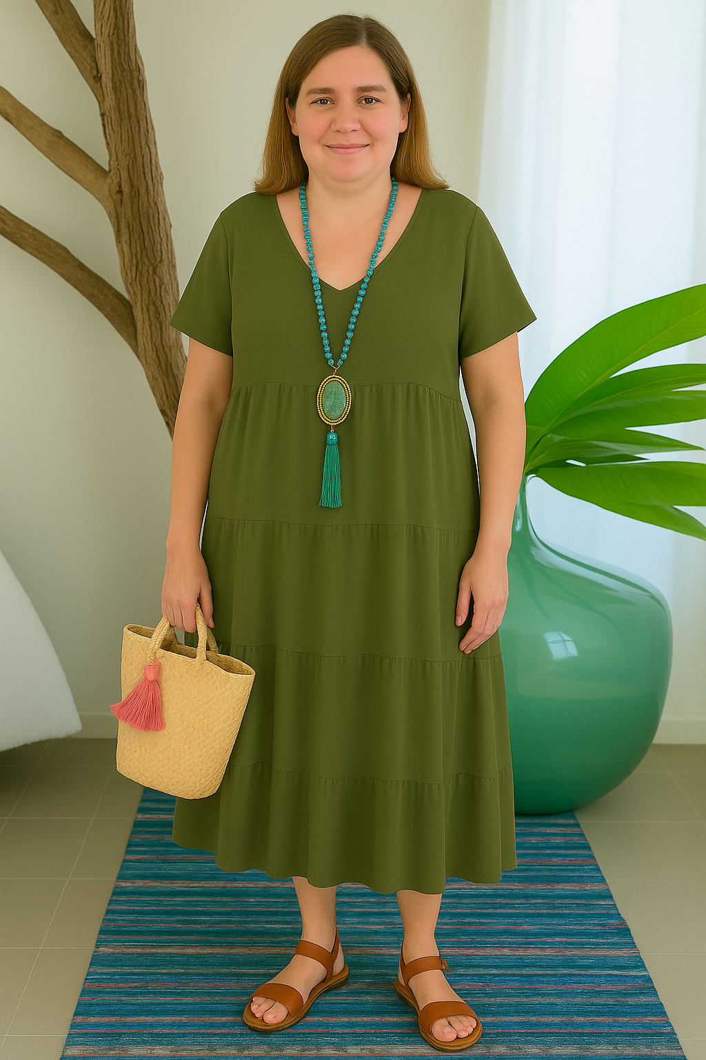 Amara | Tummy-Friendly tiered midi dress