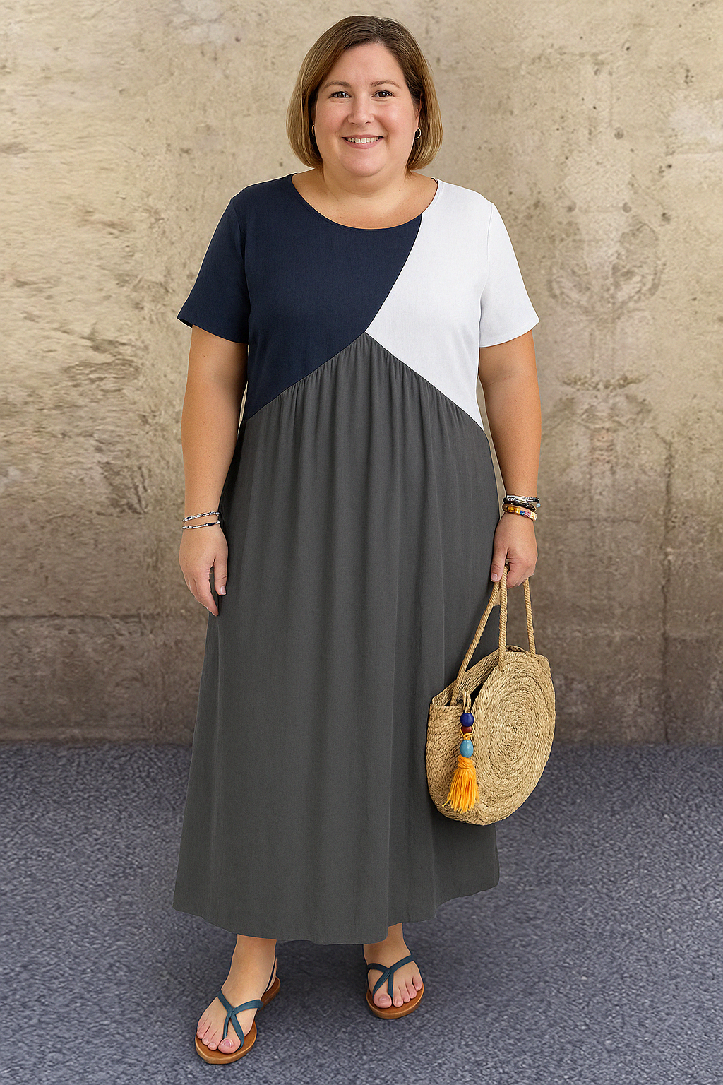 Serena | Casual Patchwork Tummy Covering Dress