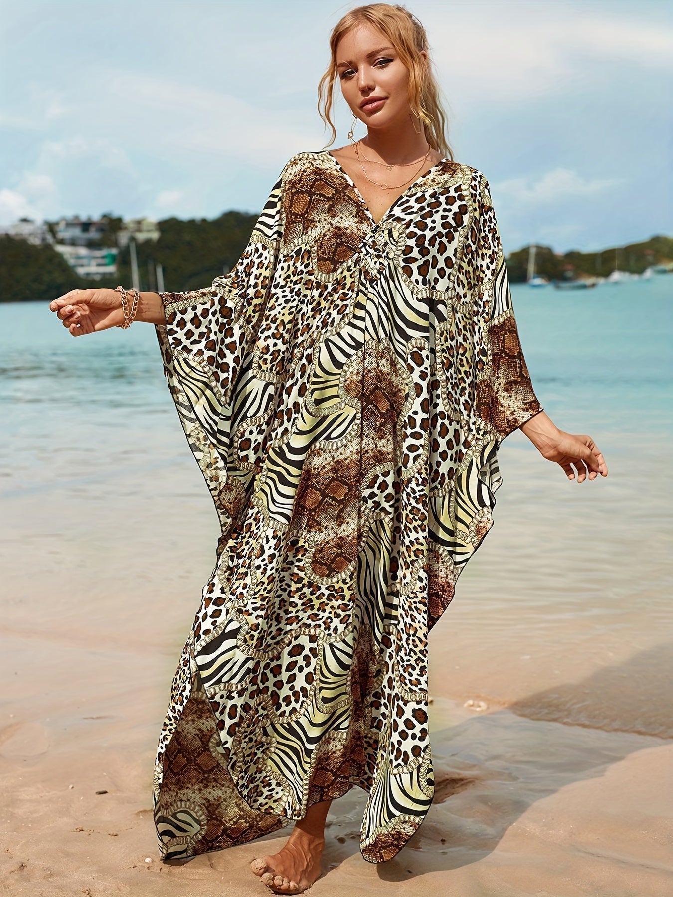 Kaitlyn | Oversized Bohemian Print Tropical Dress