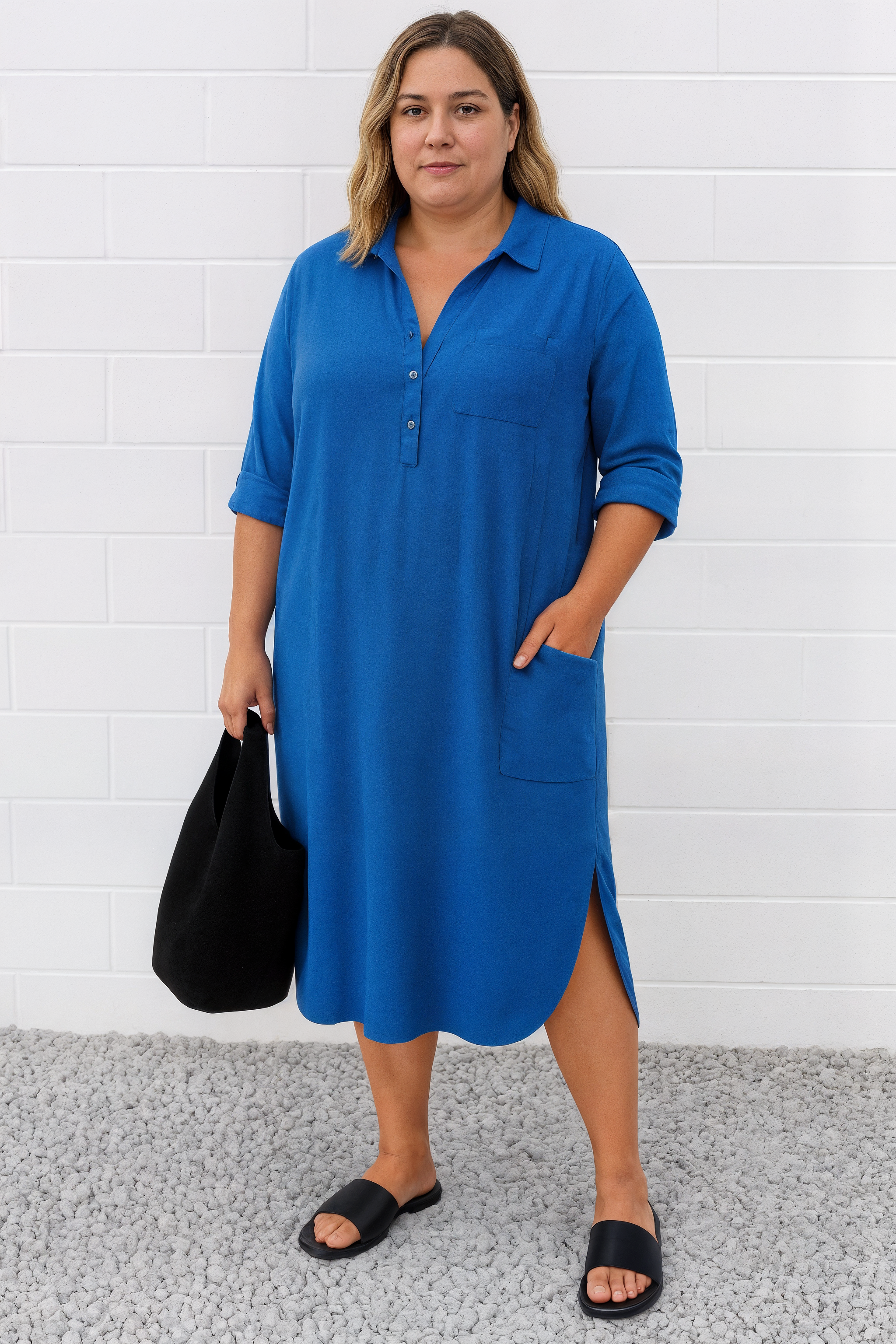 Isolde | Tummy-Friendly half-button shirt dress