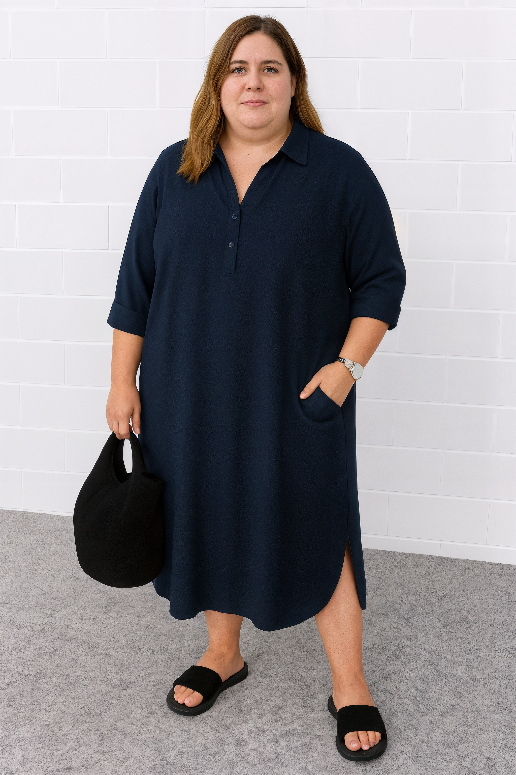 Isolde | Tummy-Friendly half-button shirt dress