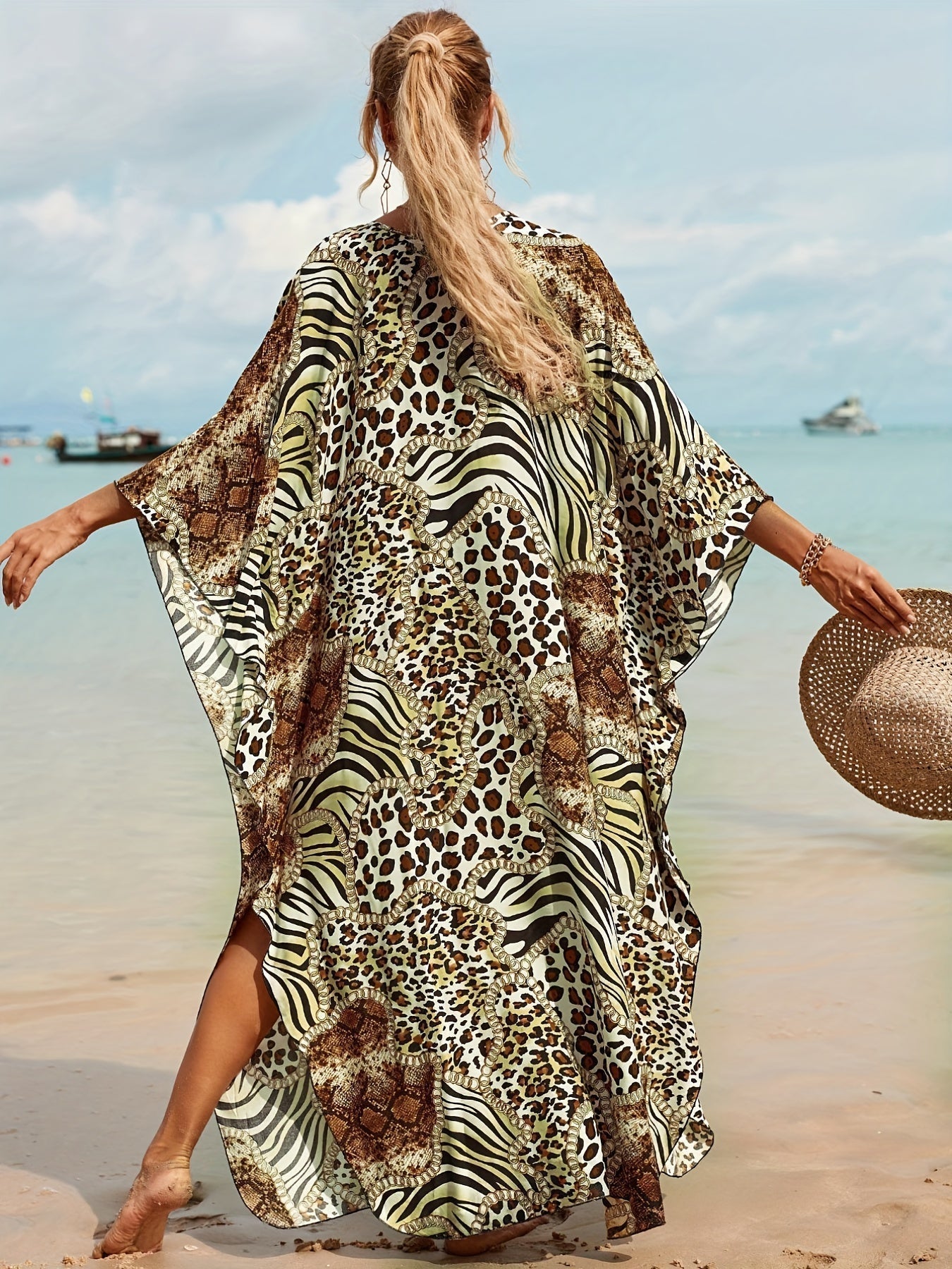 Kaitlyn | Oversized Bohemian Print Tropical Dress
