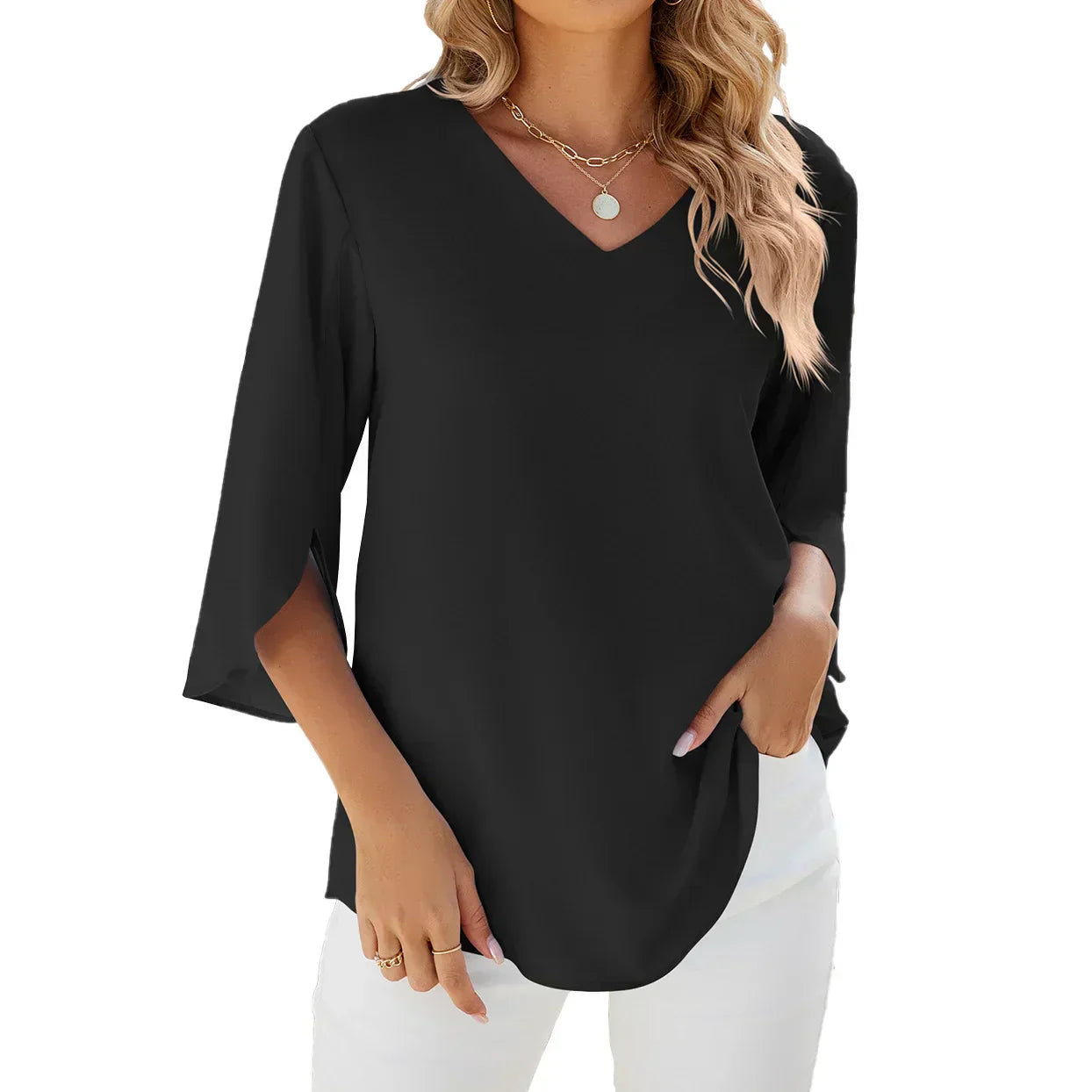 ANGELINE - V-NECK BLOUSE