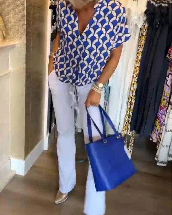 MELODY - STYLISH PRINTED V-NECK TOP