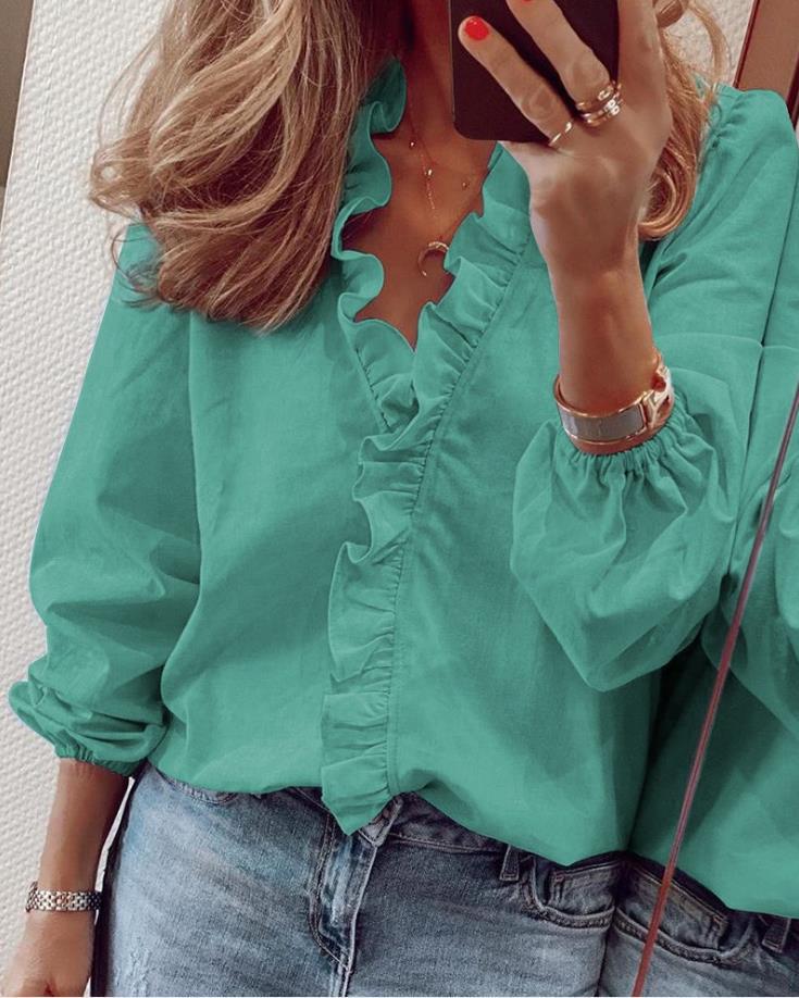 Terri | Ruffled V-neck Blouse