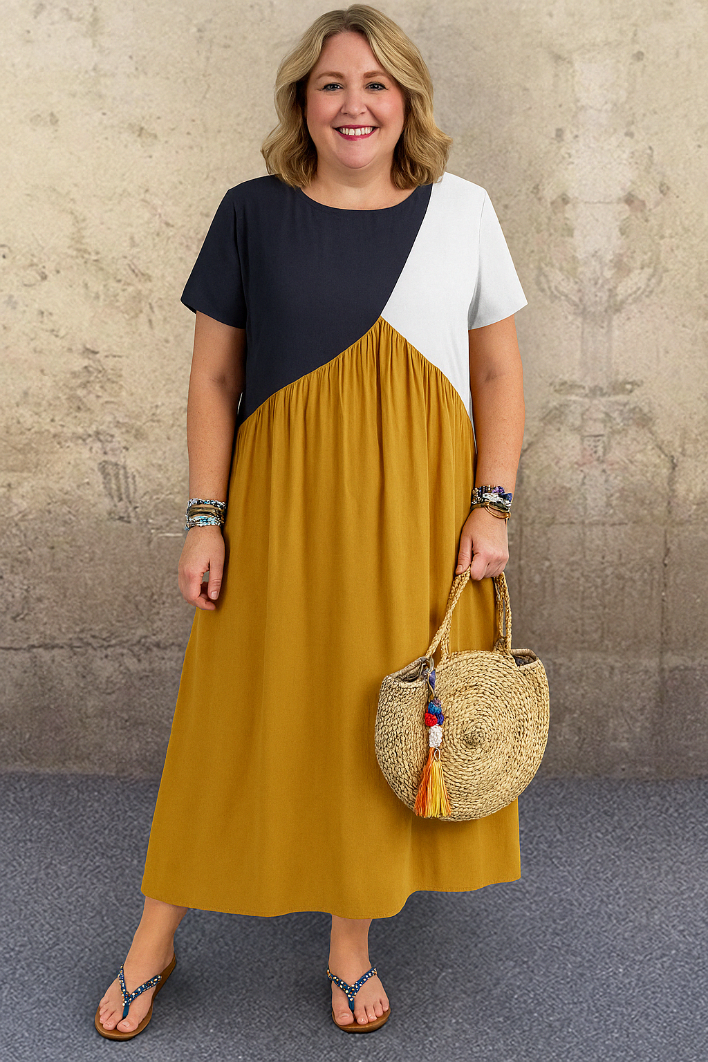 Serena | Casual Patchwork Tummy Covering Dress