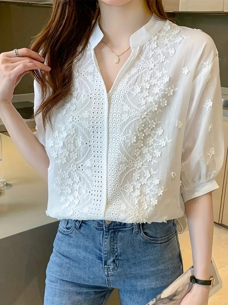Monique | Embroidered Half-sleeve Blouse