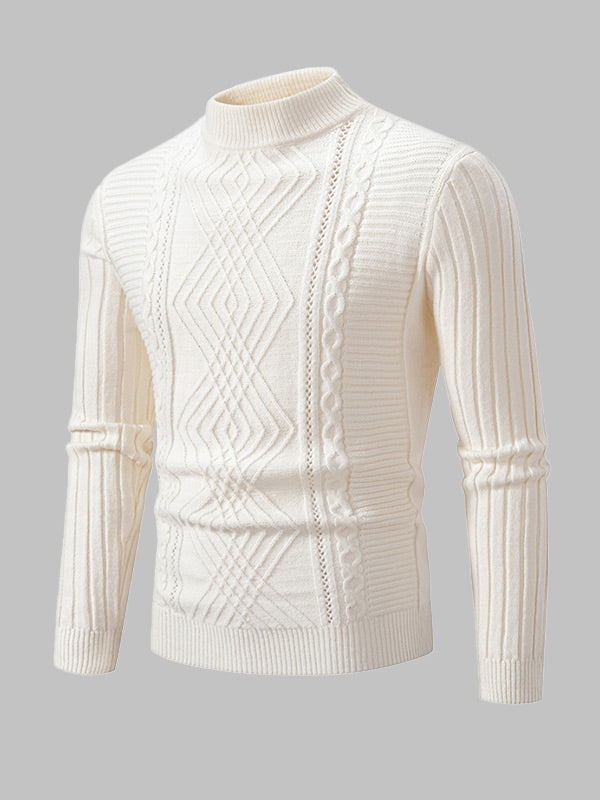MILLER | MEN'S GEOMETRIC TWIST SLIM STAND COLLAR SWEATER
