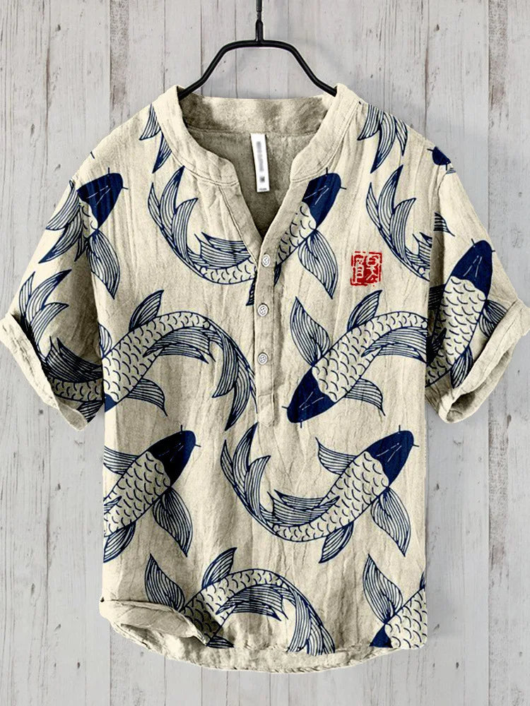 JANO | FISH ART LINEN SHIRT