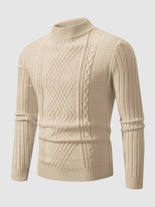 MILLER | MEN'S GEOMETRIC TWIST SLIM STAND COLLAR SWEATER