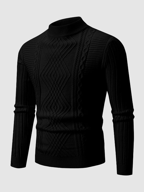MILLER | MEN'S GEOMETRIC TWIST SLIM STAND COLLAR SWEATER