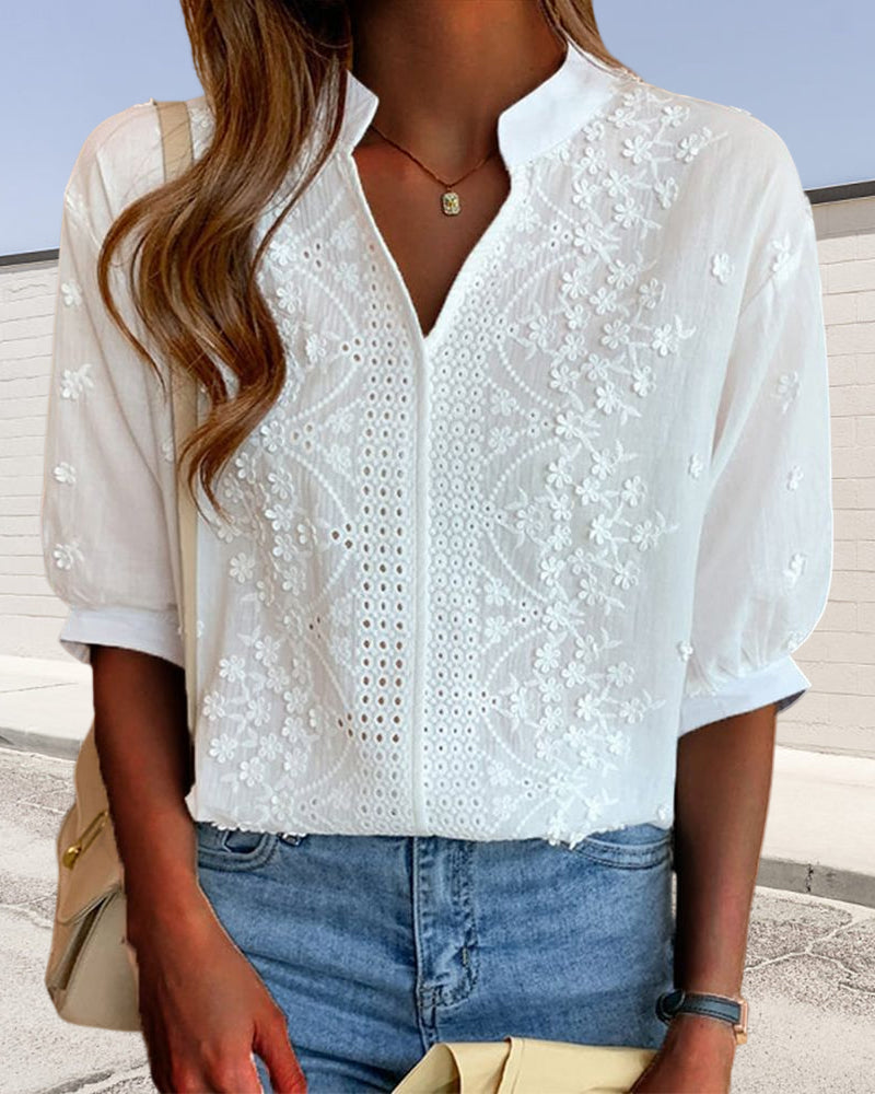 Monique | Embroidered Half-sleeve Blouse