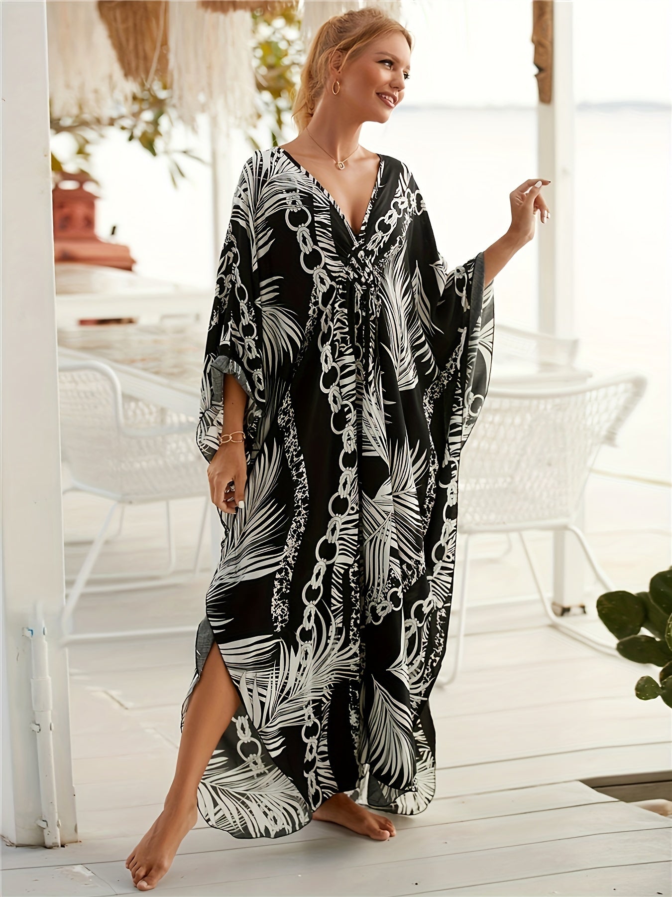 Serenity | V-Neck Batwing Tropical Dress