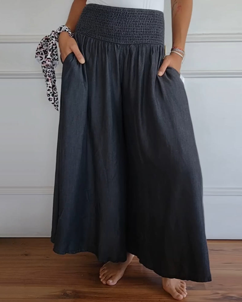 ELLIE - WIDE-LEG PANTS WITH ELASTIC WAISTBAND