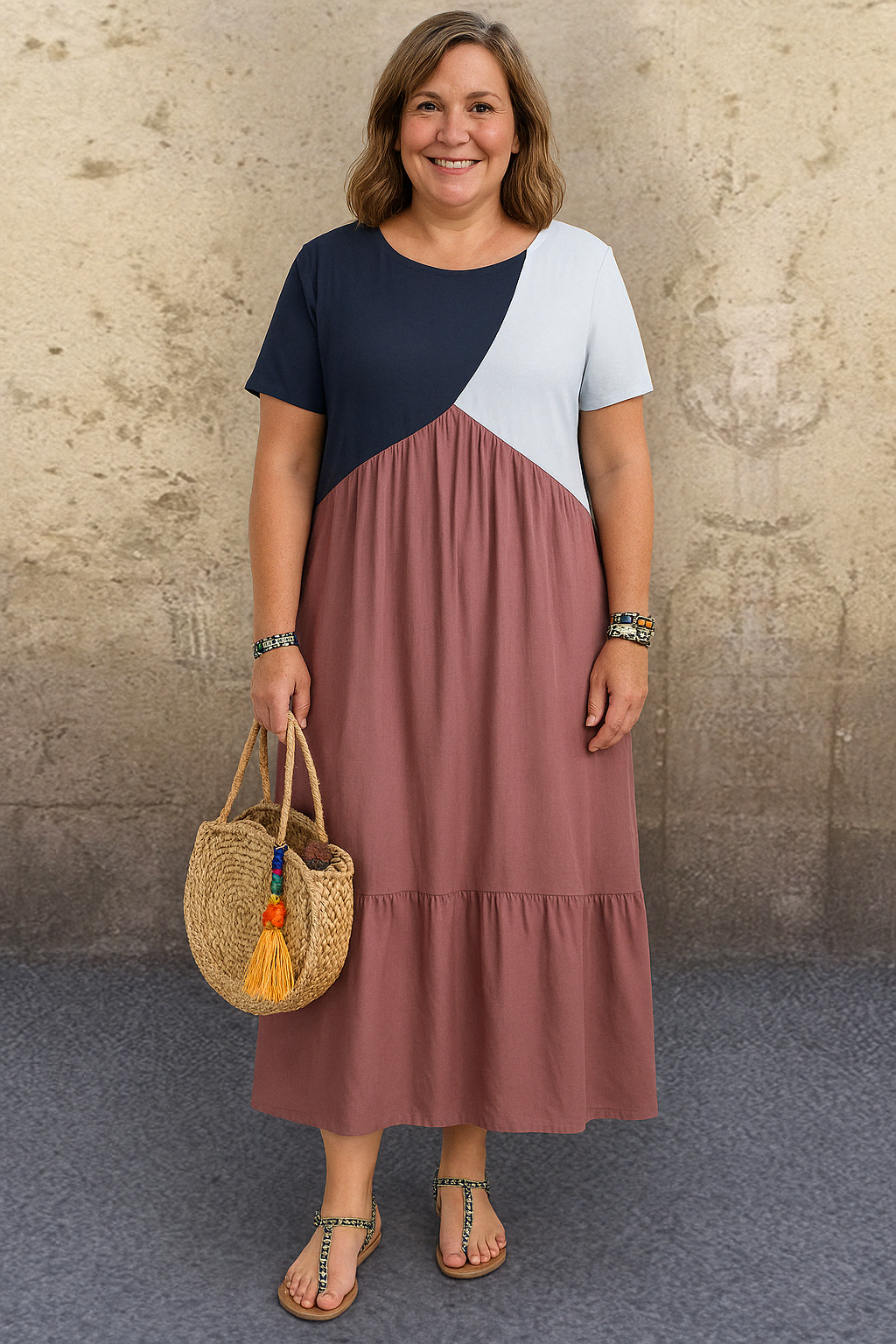 Serena | Casual Patchwork Tummy Covering Dress