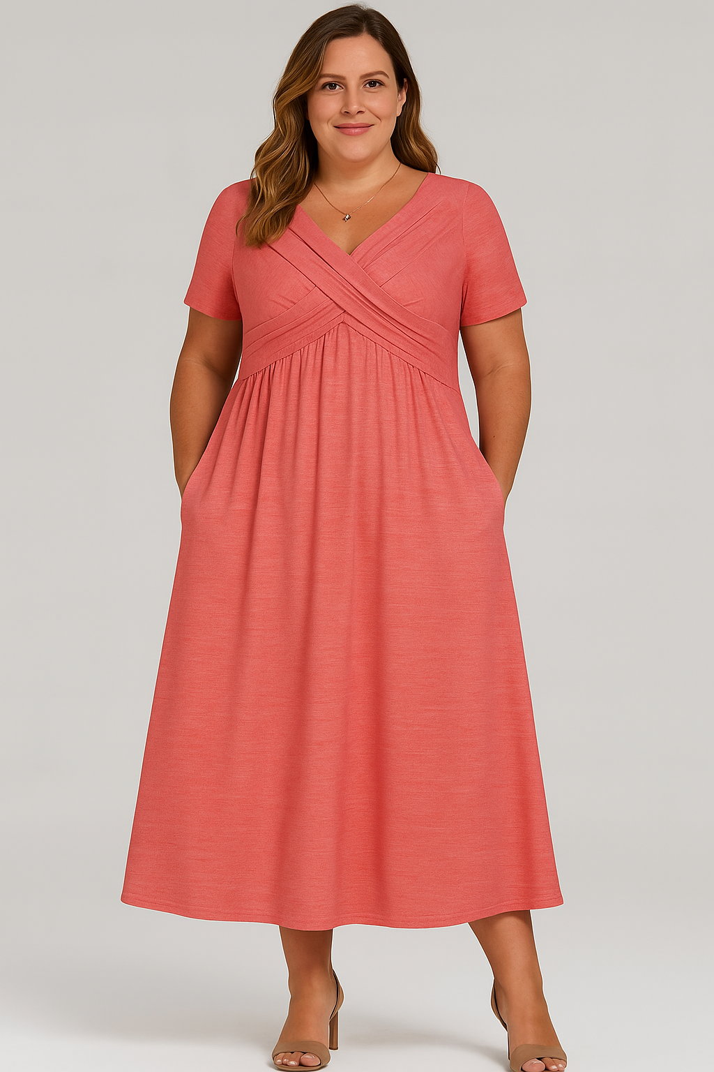 Rosalie | Tummy-Friendly pleated v-neck midi dress