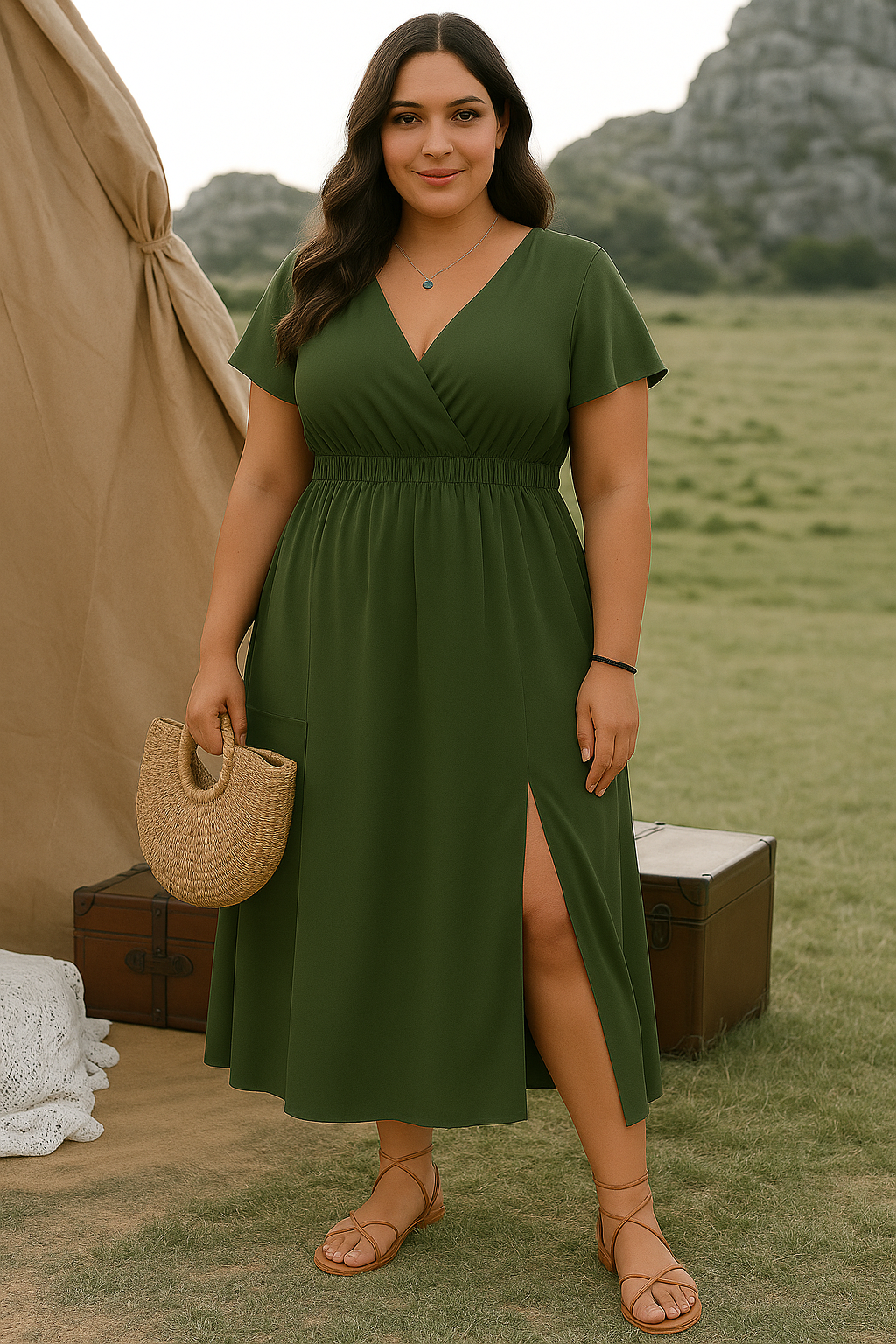 Selena | Tummy-Friendly v-neck midi dress