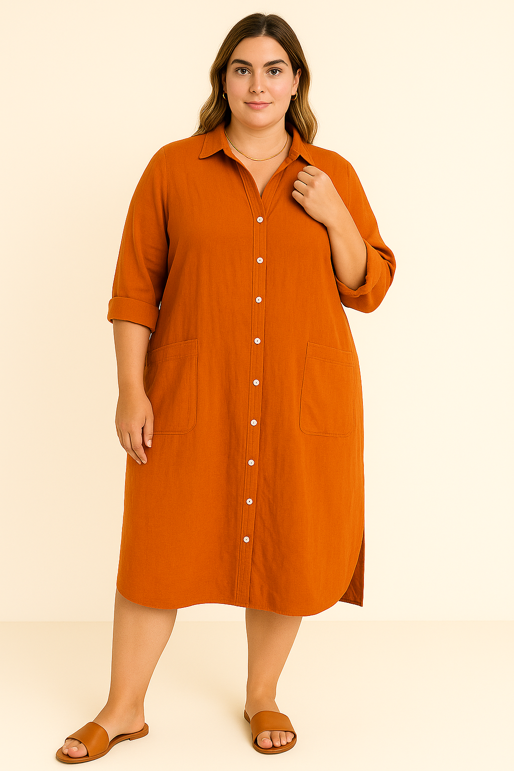 Vivienne | Tummy-Friendly button-down shirt dress