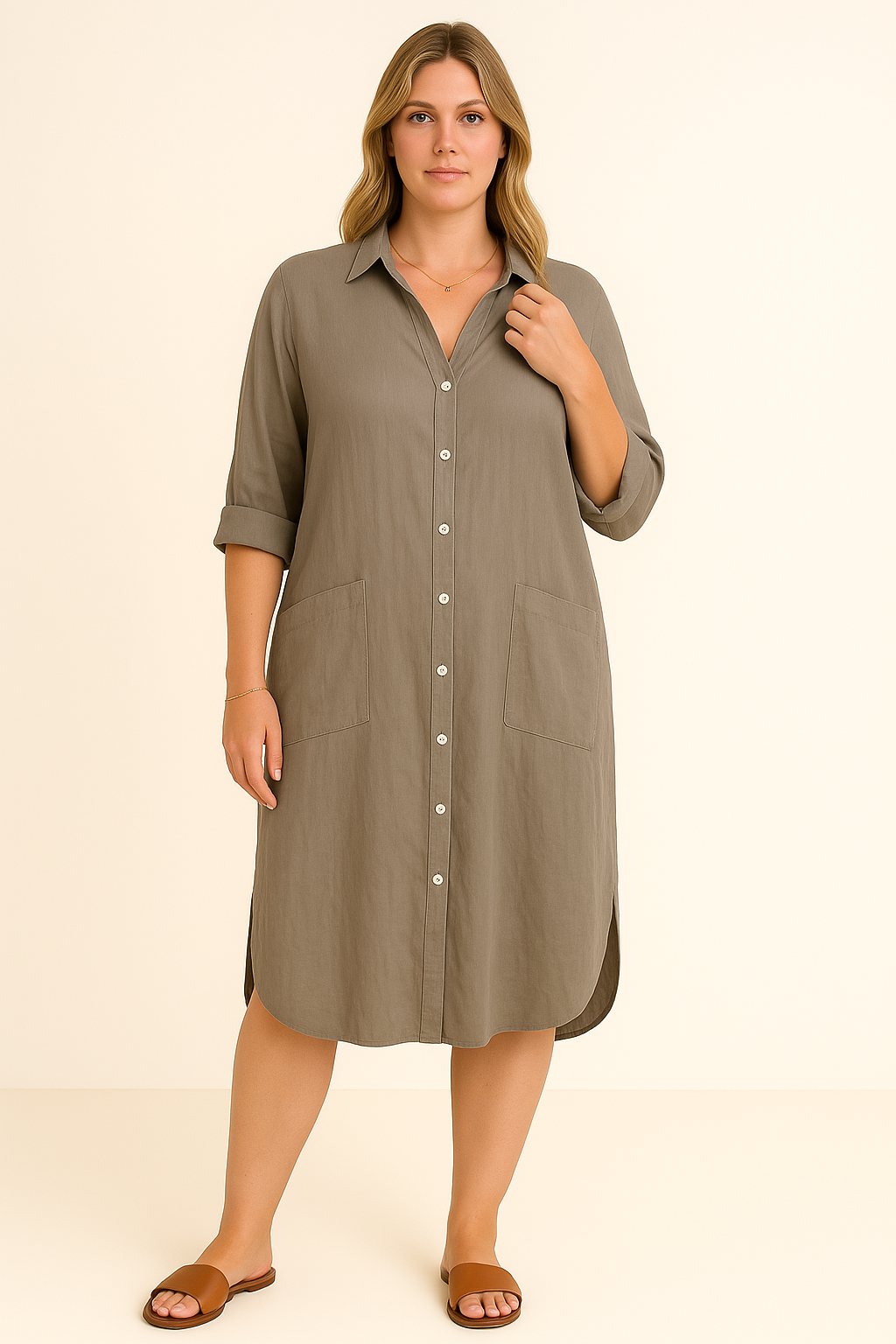 Vivienne | Tummy-Friendly button-down shirt dress