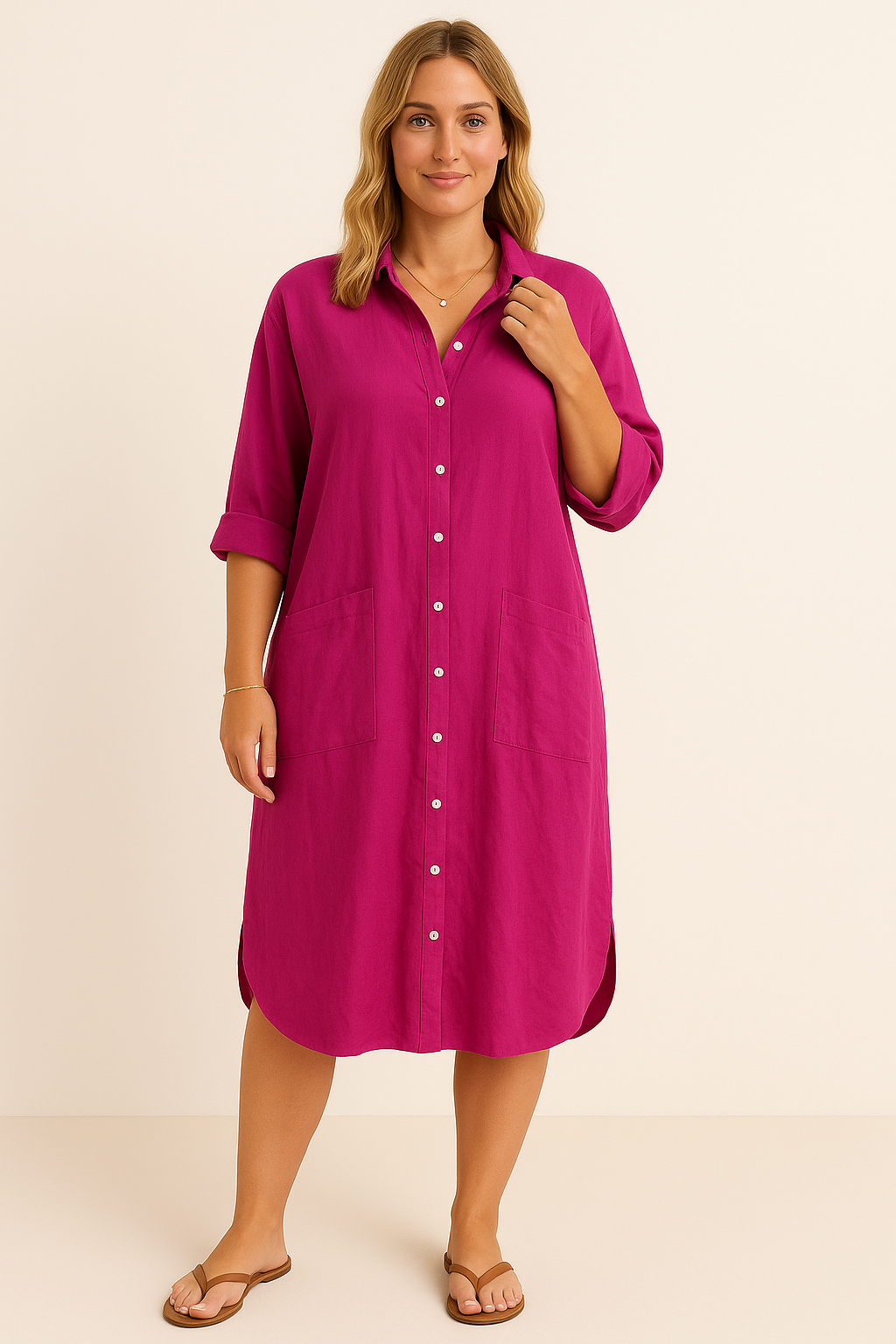 Vivienne | Tummy-Friendly button-down shirt dress
