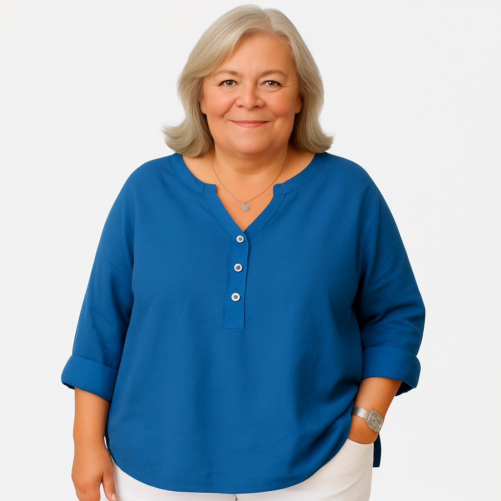 Sylvie | arms friendly half-button blouse