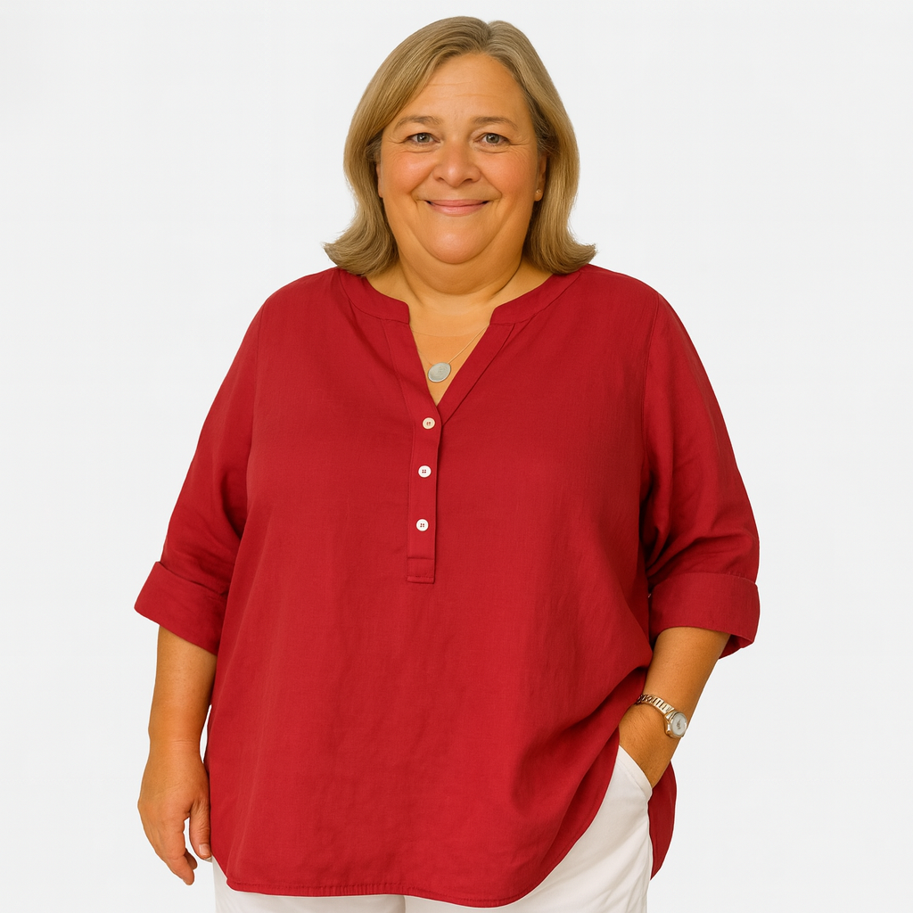 Sylvie | arms friendly half-button blouse