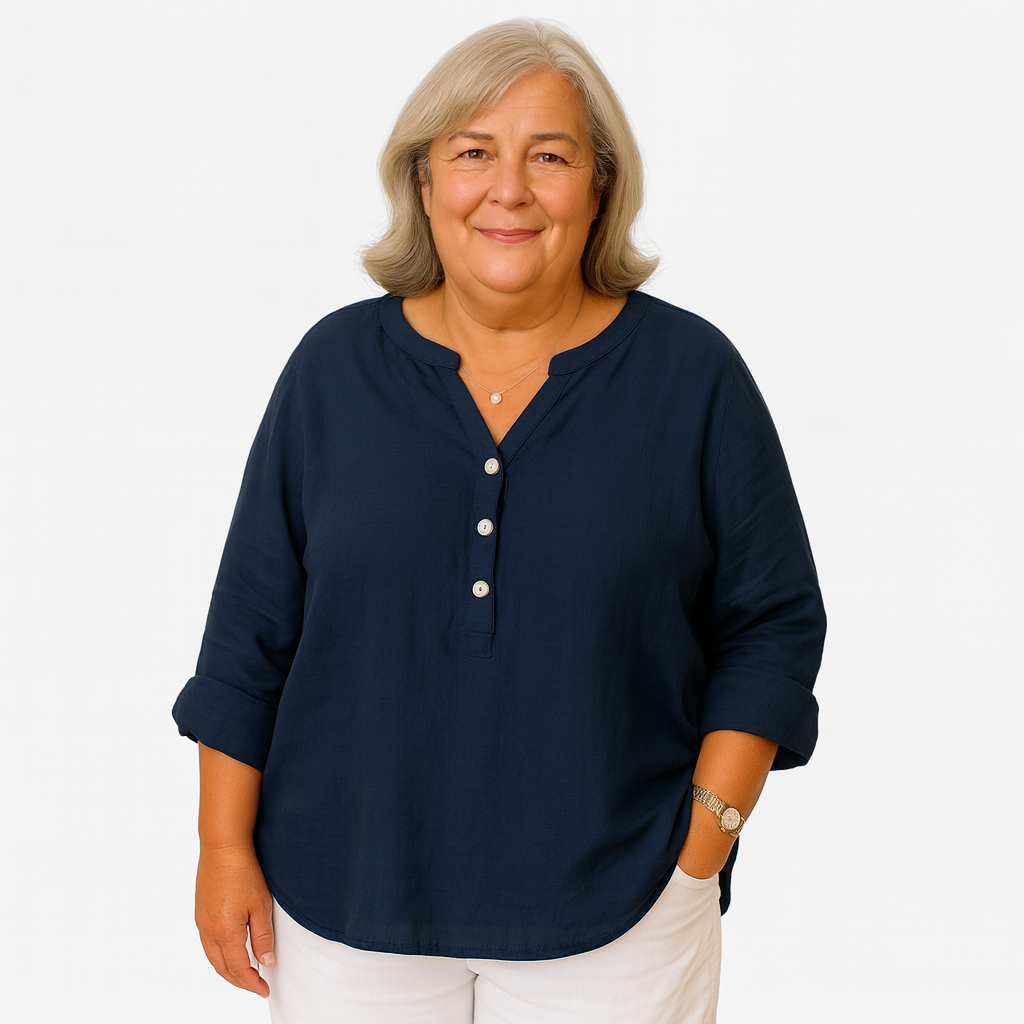 Sylvie | arms friendly half-button blouse