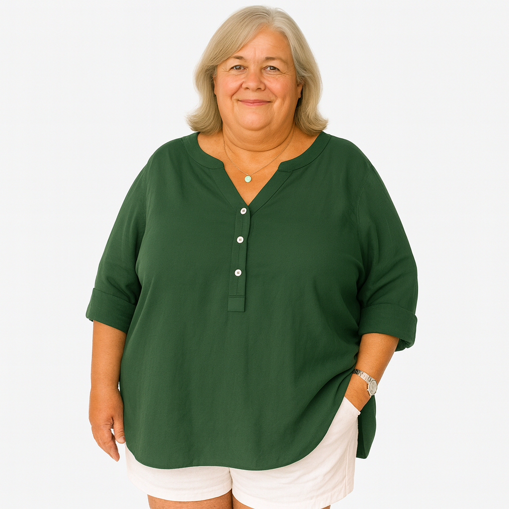 Sylvie | arms friendly half-button blouse