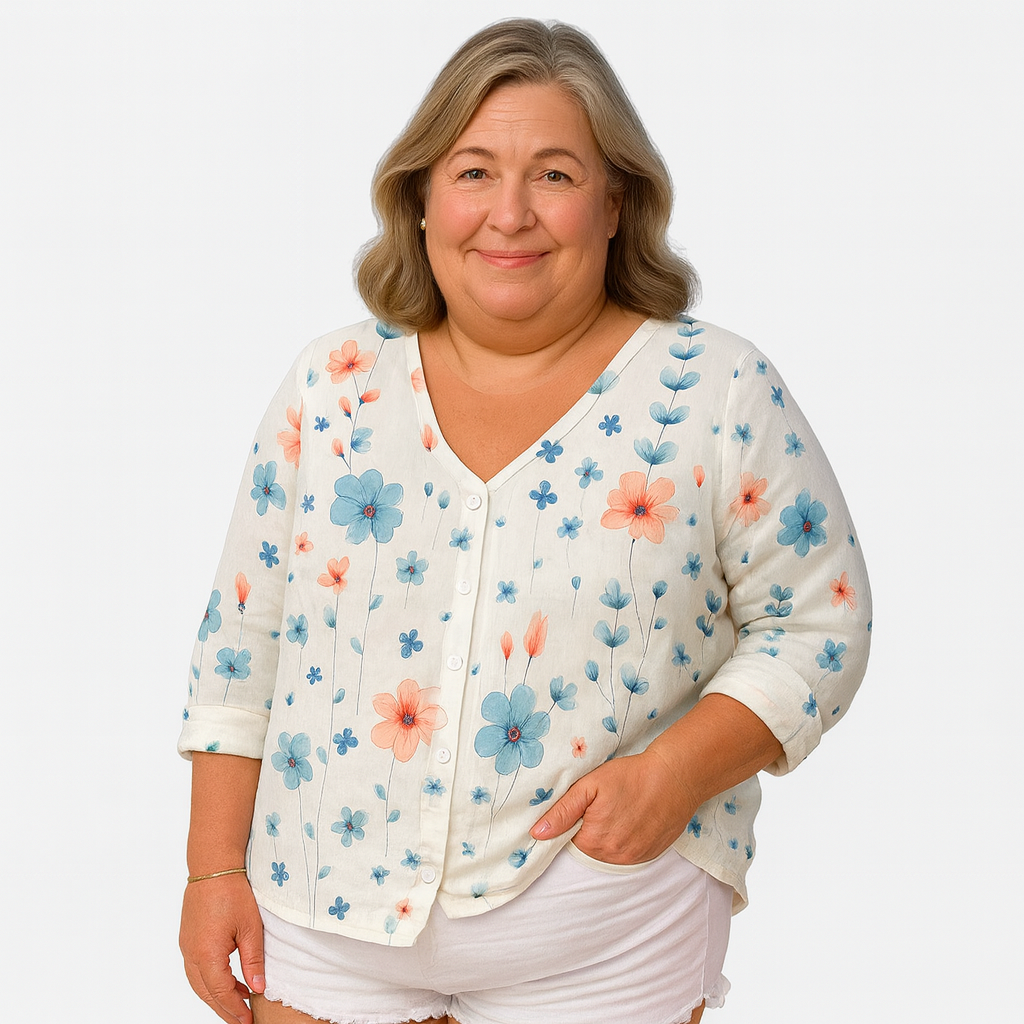 Flora | arms friendly floral button-down blouse