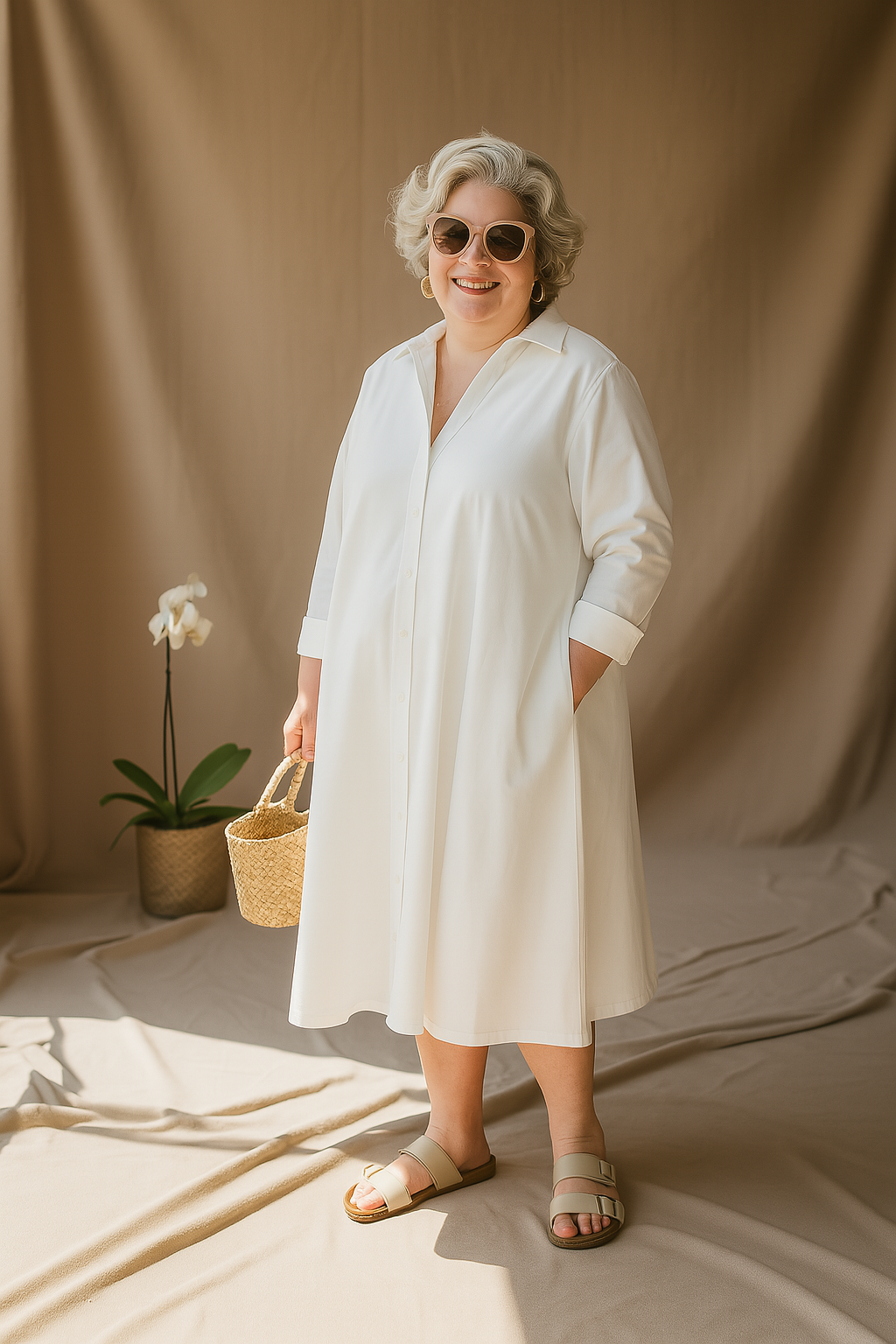 Dilia | Tummy-Friendly Classic White Shirt Dress
