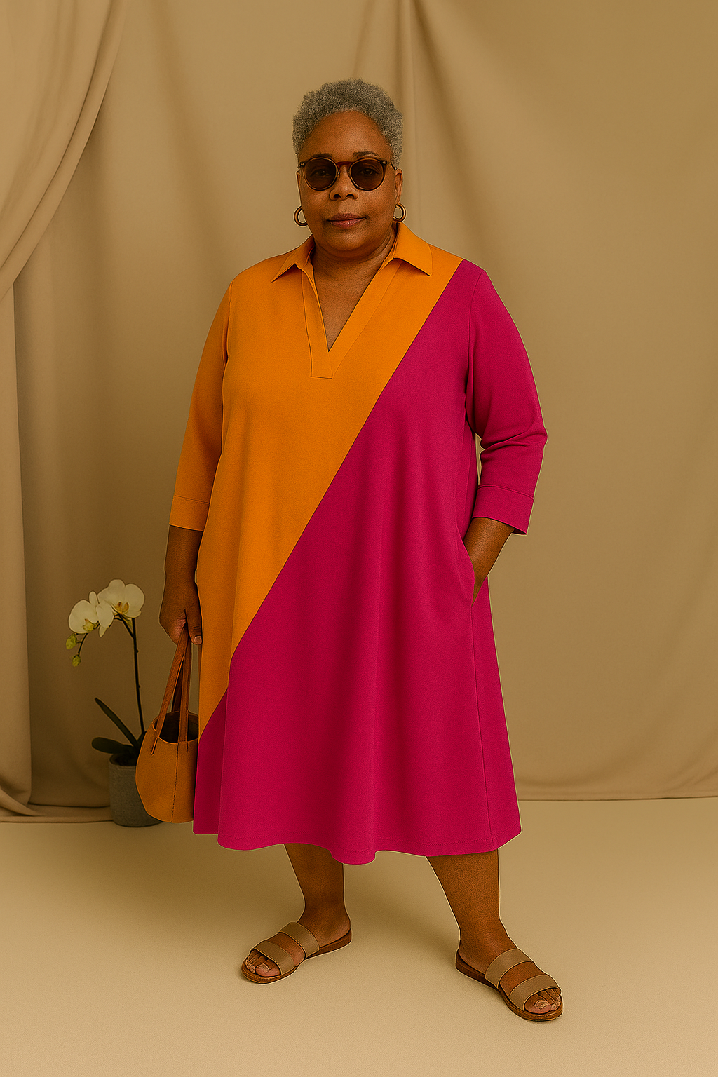 Liora | Tummy-Friendly Color Block Shirt Dress
