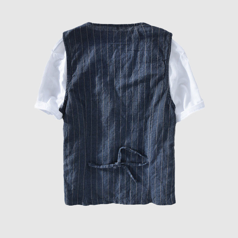 LUKE - LINEN STRIPED VEST