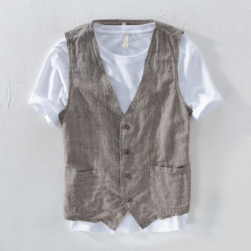 LUKE - LINEN STRIPED VEST