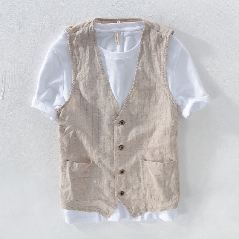 LUKE - LINEN STRIPED VEST