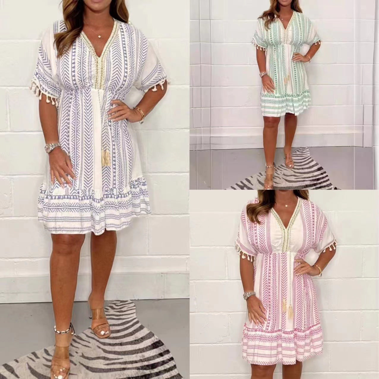 JANETH - V-NECK CASUAL SUMMER DRESS
