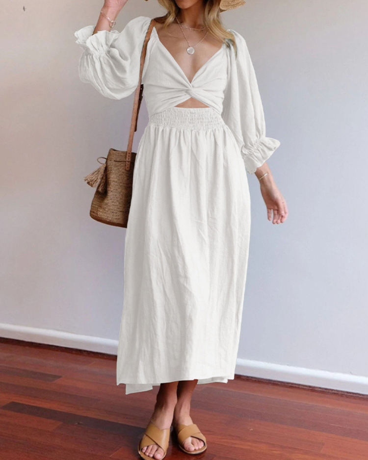 Sussie | Elegant Cut-Out Summer Midi Dress