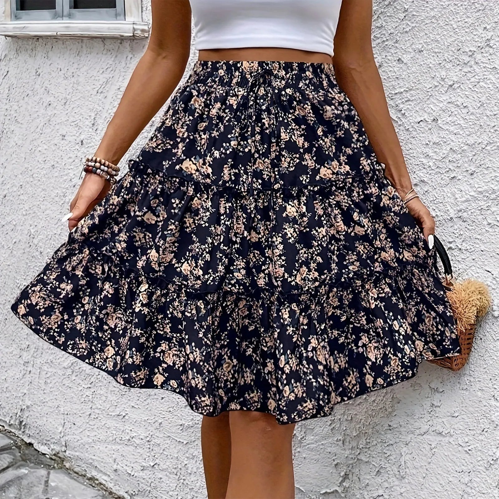 Fatima | Floral Tiered Mini Skirt