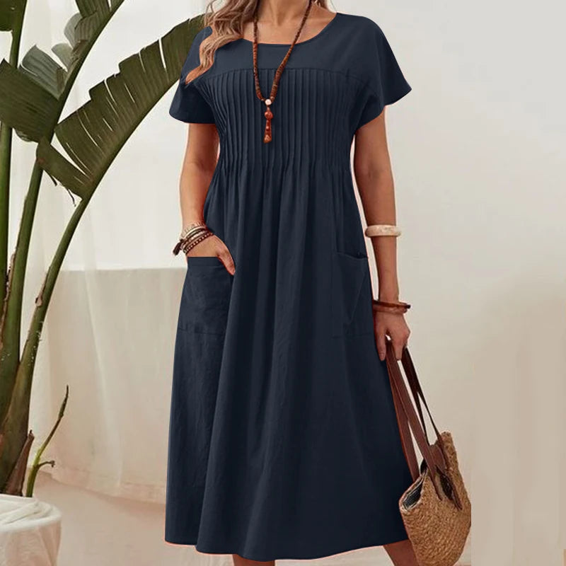 Fiona | Elegant Mid-Calf Summer Dress