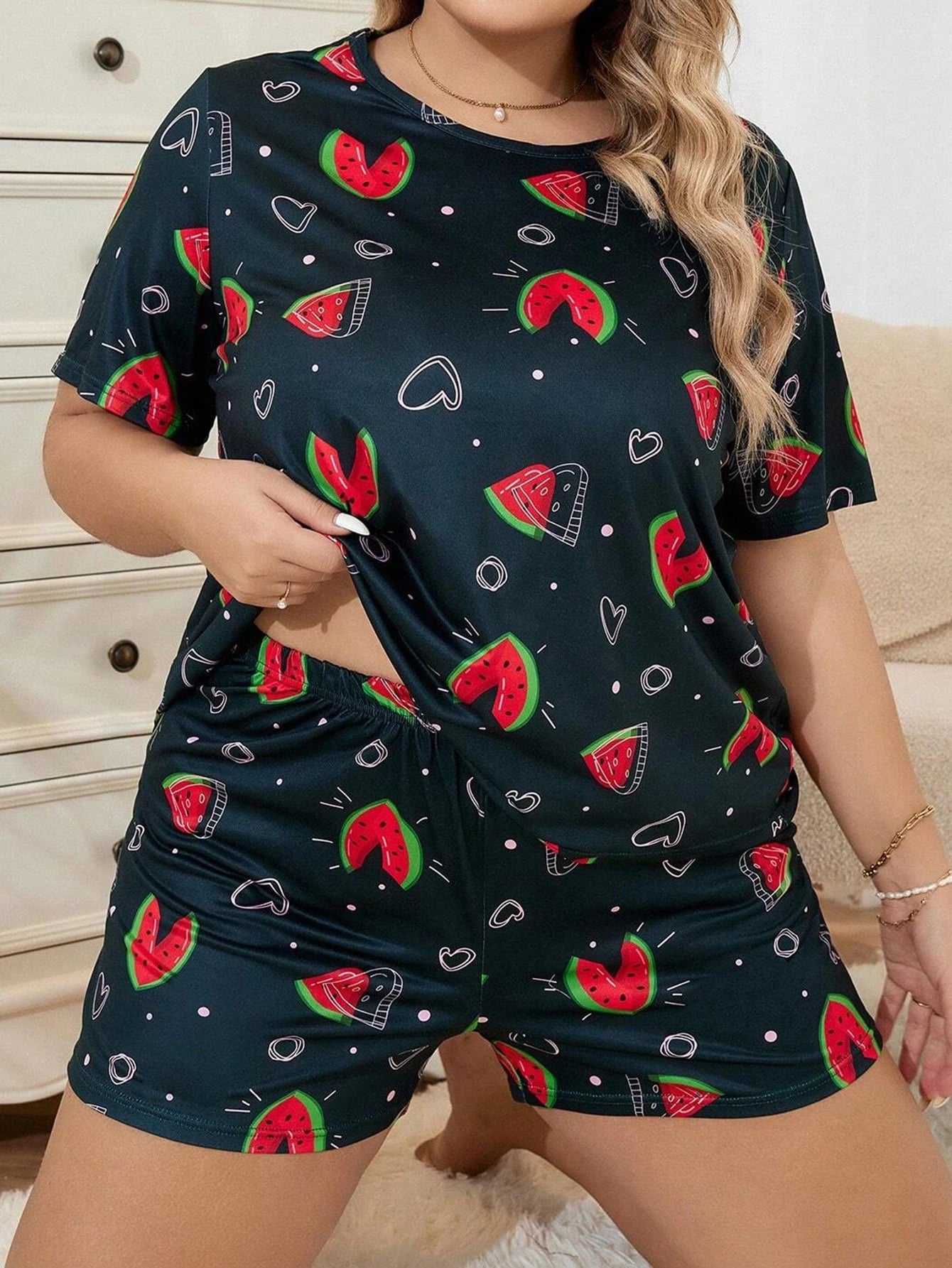 Vera | Watermelon Plus Size Sleepwear Set