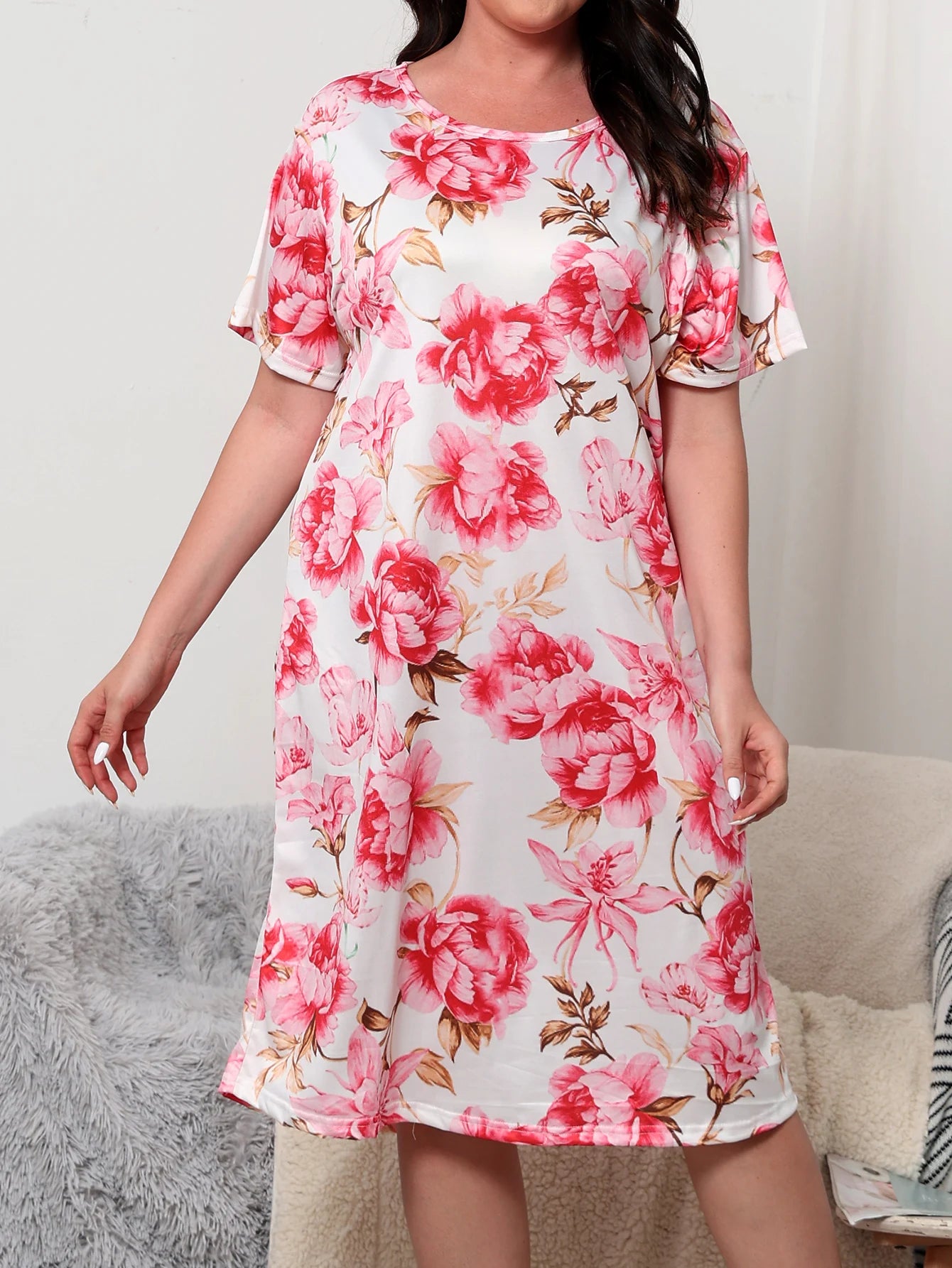 Abby | Floral Bliss Plus Size Nightdress