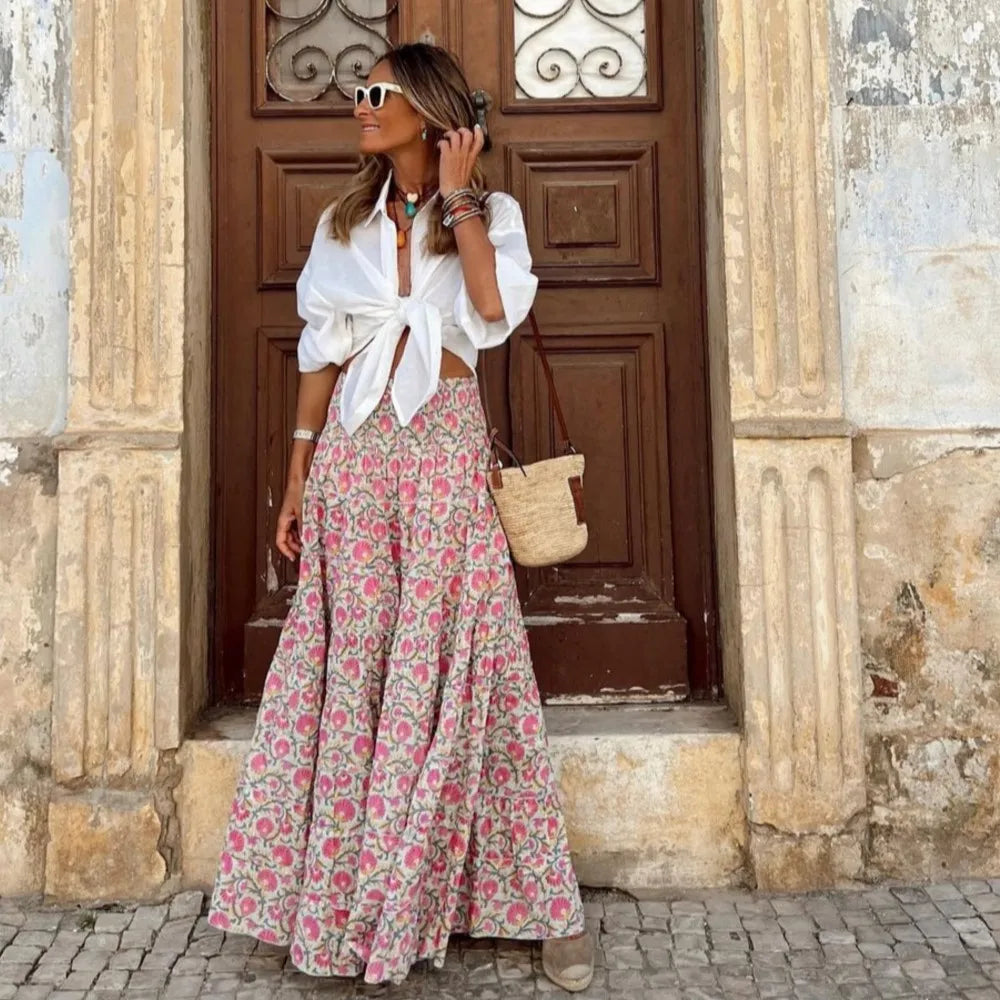Maxene | Boho High-Waist Maxi Skirt