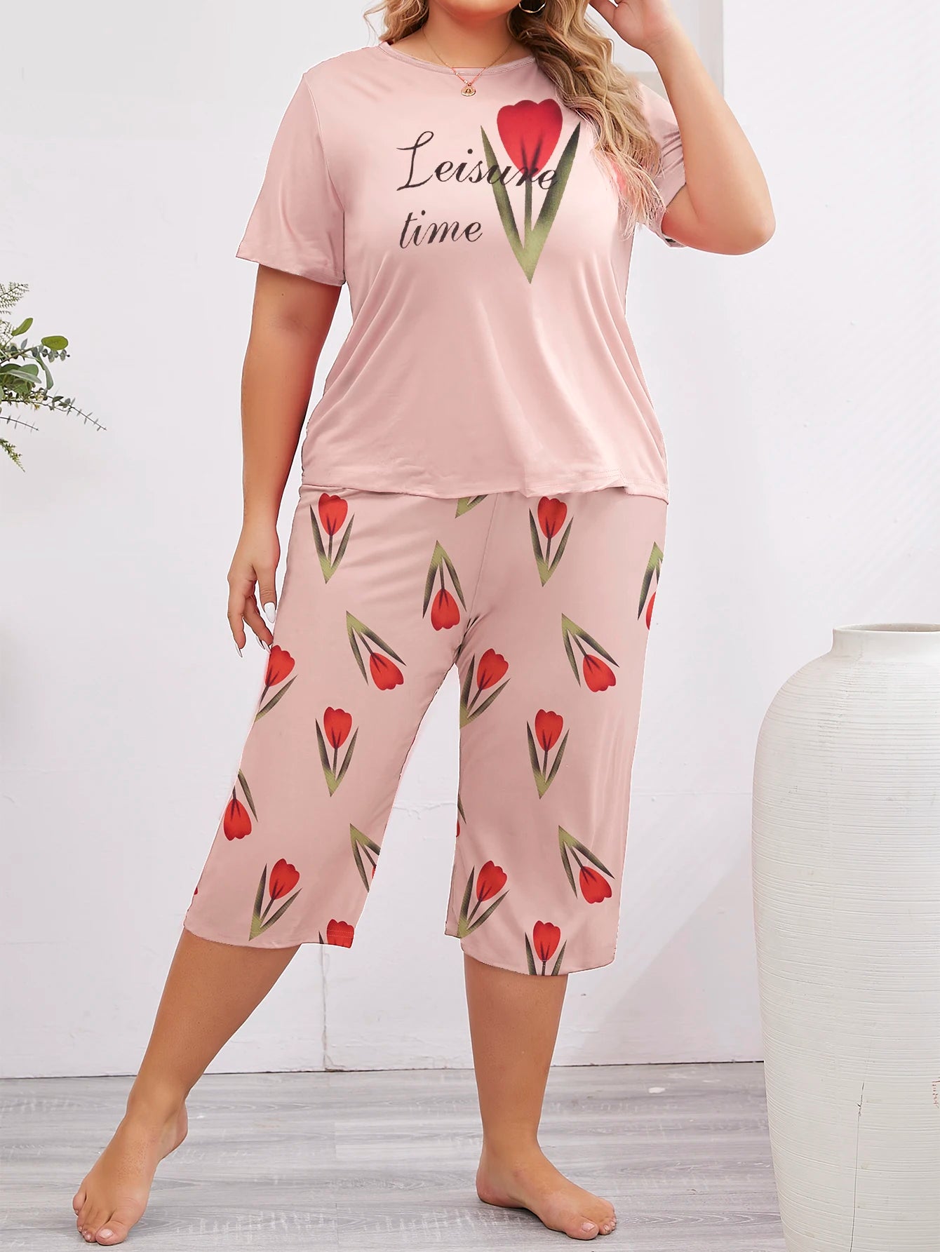 Missy | Leisure Bloom Plus Size Sleepwear Set