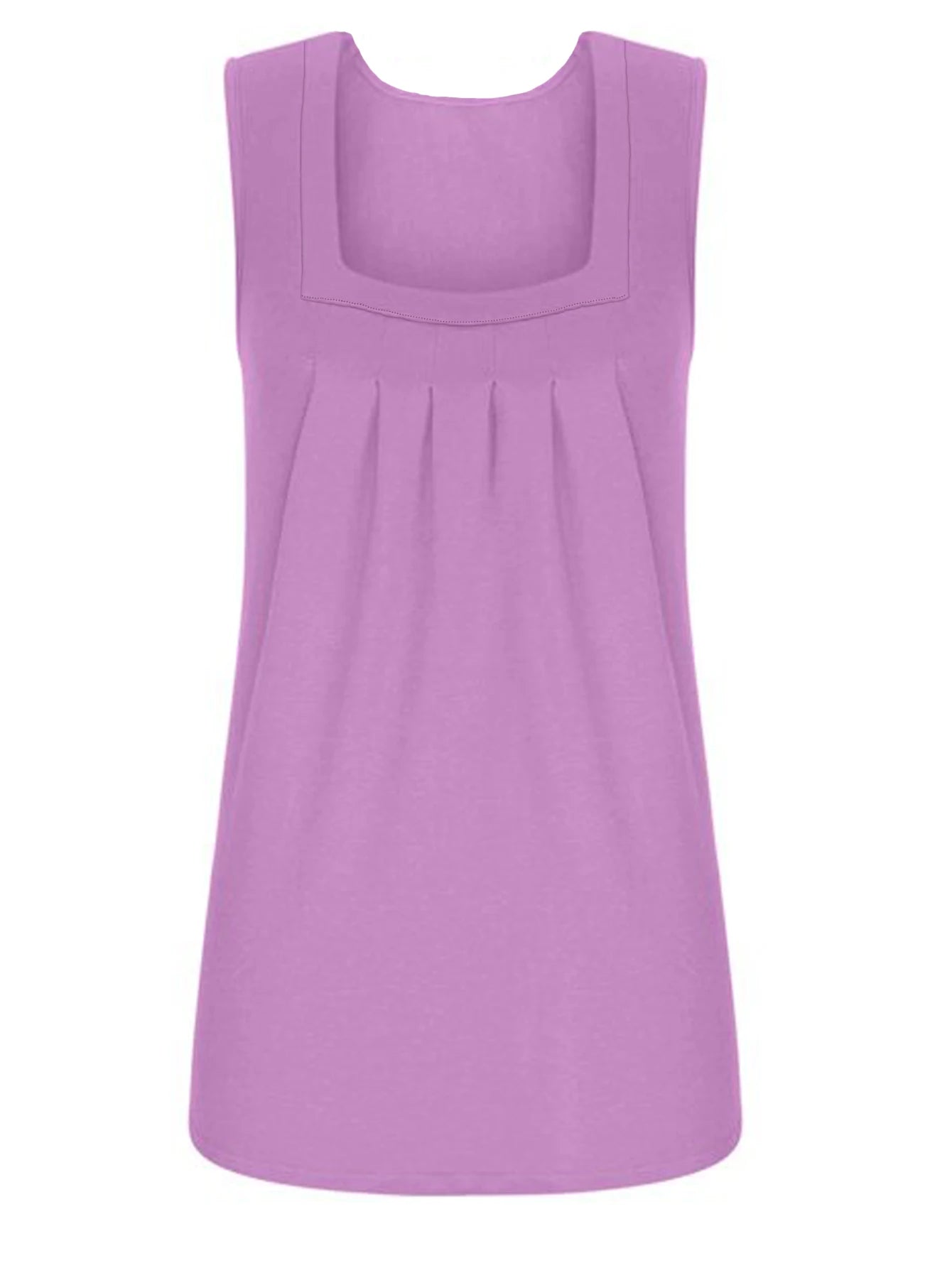 Gracia | Purple Pleated Square-Neck Plus Size Tank Top