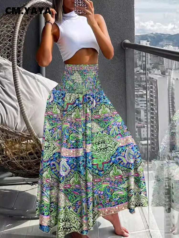 Audrey | Boho Paisley Maxi Skirt