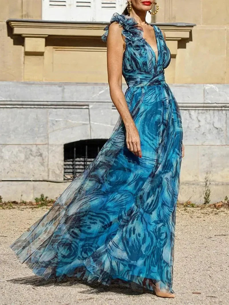 SOLÈNE | PEACOCK BLUE MAXI DRESS